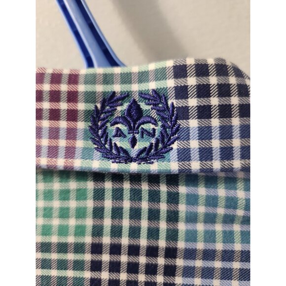 Au Noir Long Sleeves Shirt Size 4 Squared Pattern Pre-Owned - Picture 4 of 8